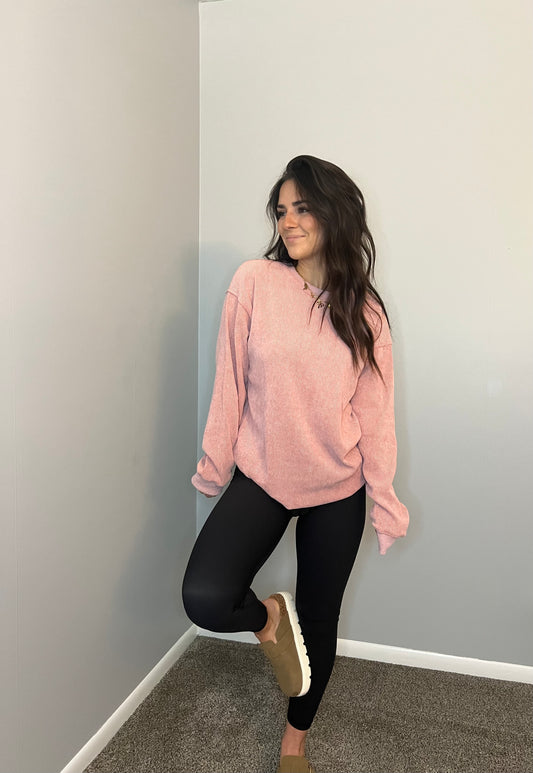 Ribbed Pullover Sweatshirt