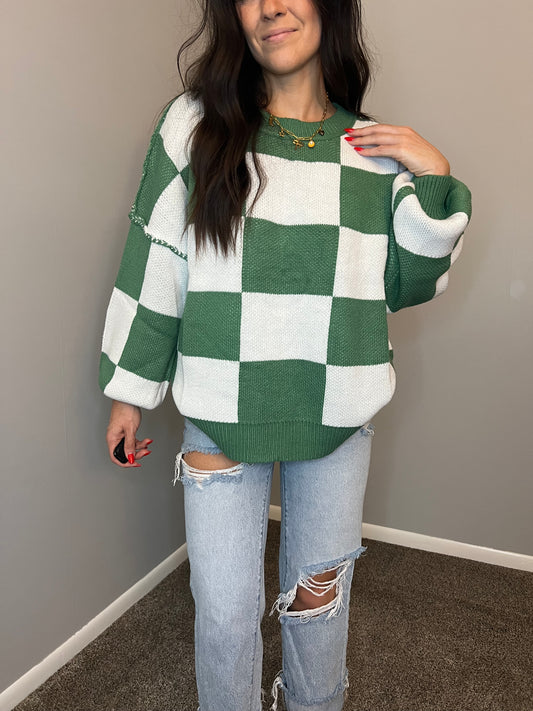 Checker Crewneck Sweater