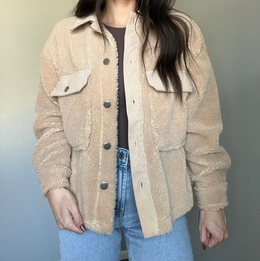 Corduroy Patchwork Sherpa Jacket