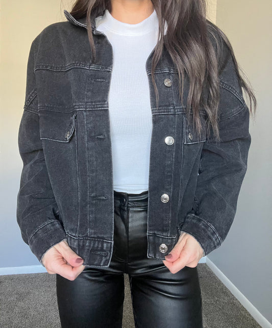 Black Pocket Denim Jacket