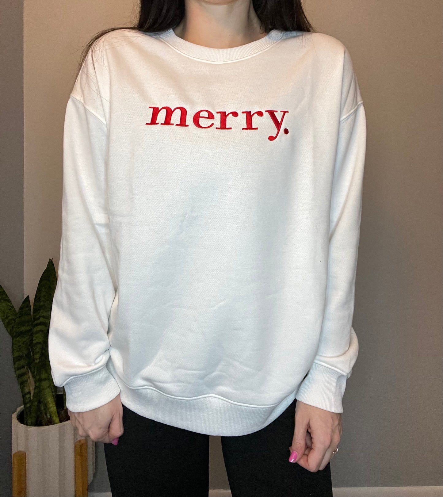 Embroidered Merry Crewneck